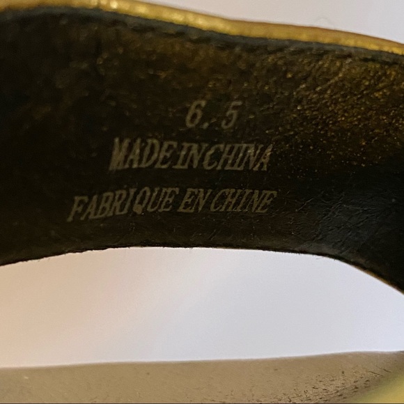 Jeffrey Campbell metallic gold leather open toe ankle strap platform wedge heels - Picture 6 of 9